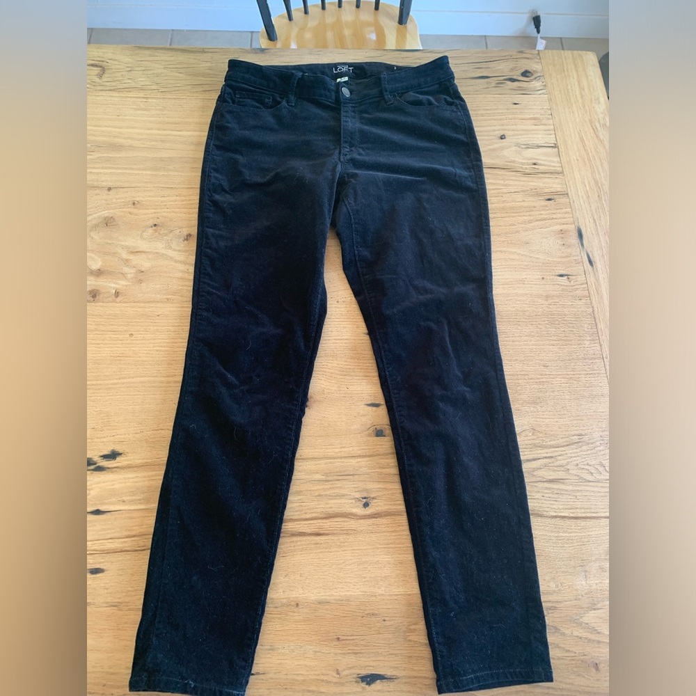 Loft Skinny Curvy Pin Whale Corduroy Jeans Pants  Black Women’s‎ 8 Preloved